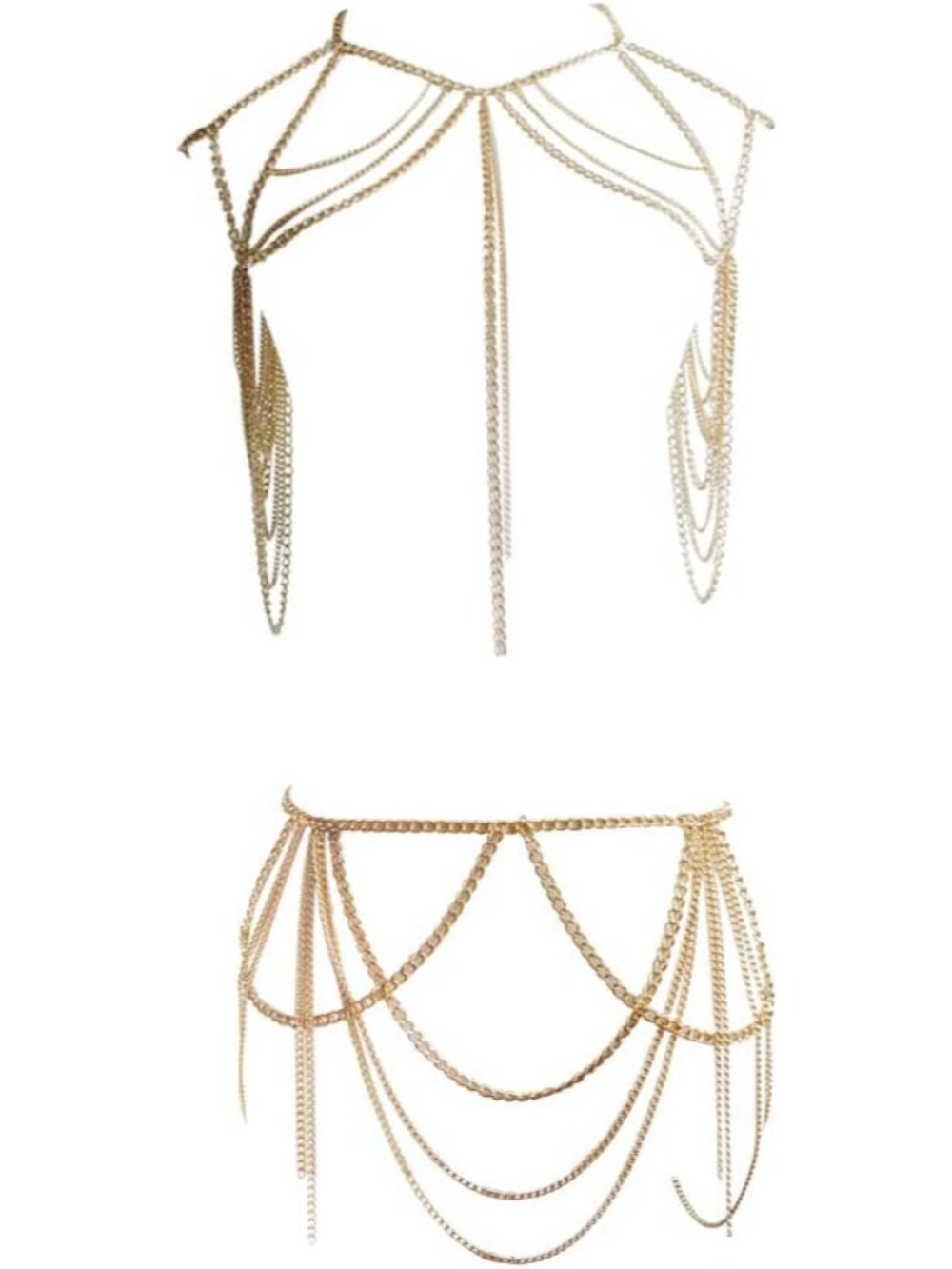 Sexy Body Chain Set Layered Necklace Bra Waist Chain Summer Fashion Bohemian Jew